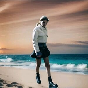 ZARA Women's Cropped Faux Shearing Jacket(Ecru, US XL /EUR XL)